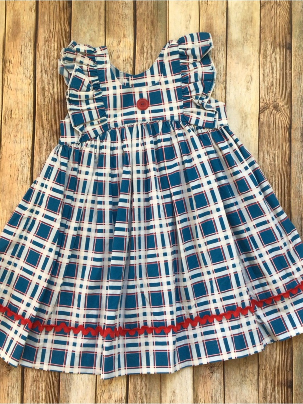 Eleanor Rose Red White Blue Lacey Dress